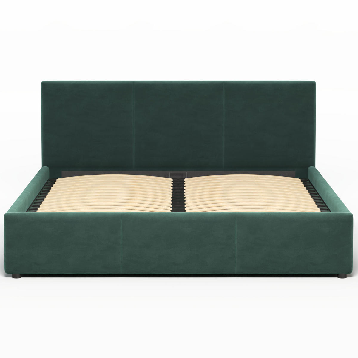 POLSTERBETT 140×200 mit Bettkasten und Lattenrost Nela HLR-57 Flaschengrün Velours - Dunkelgrün, Holz/Textil (140/200cm) - Jana