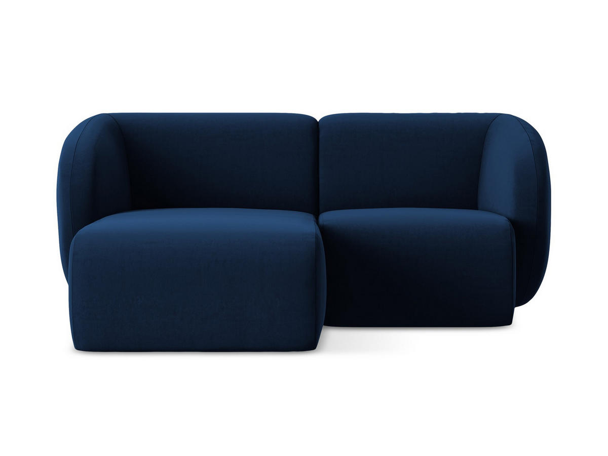 ECKSOFA Links Samt Stoff Blau - Türkis/Schwarz, Holzwerkstoff/Kunststoff (178/166cm) - Makamii