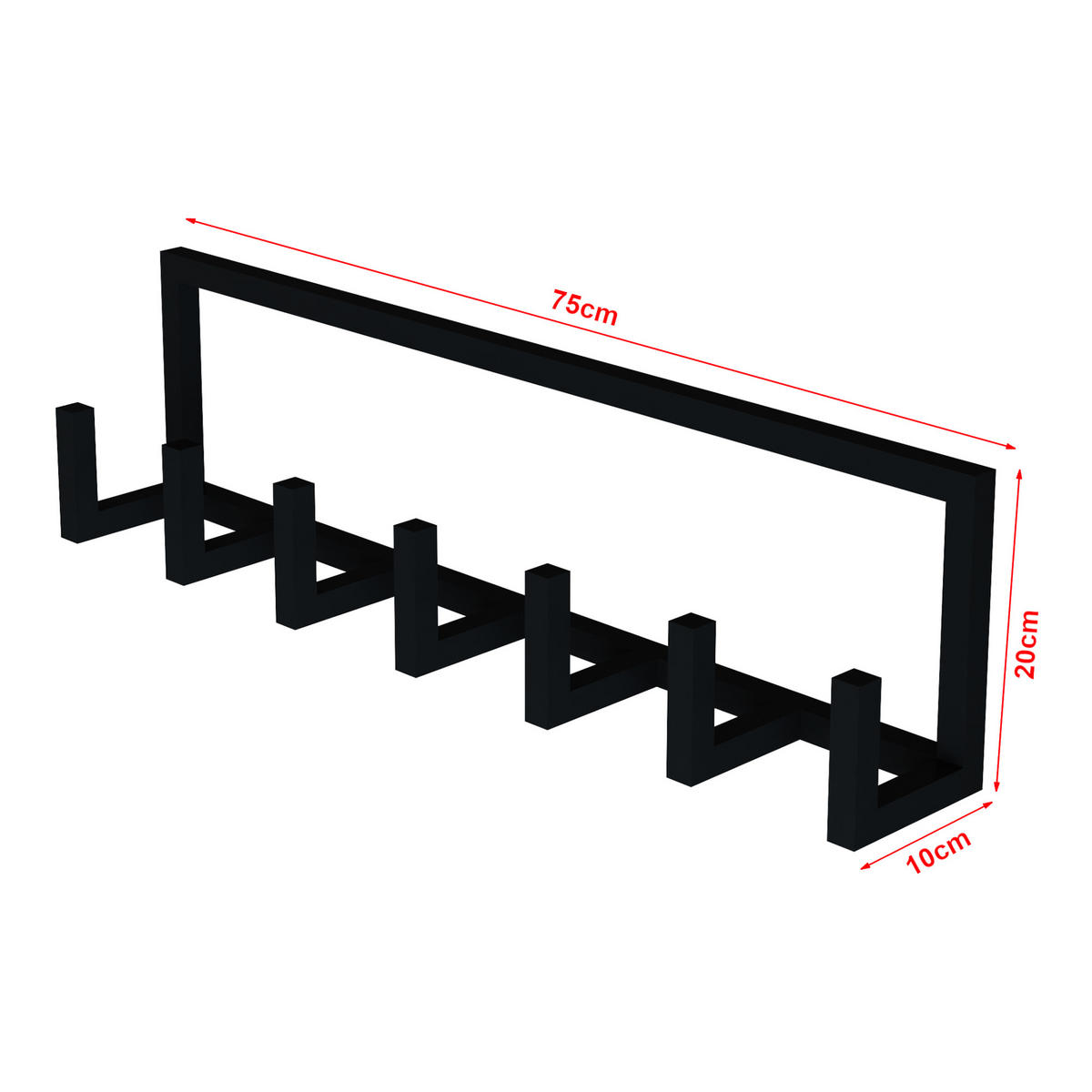 WANDGARDEROBE Lyngen - Schwarz, Metall (75/20/10cm) - [en.casa]
