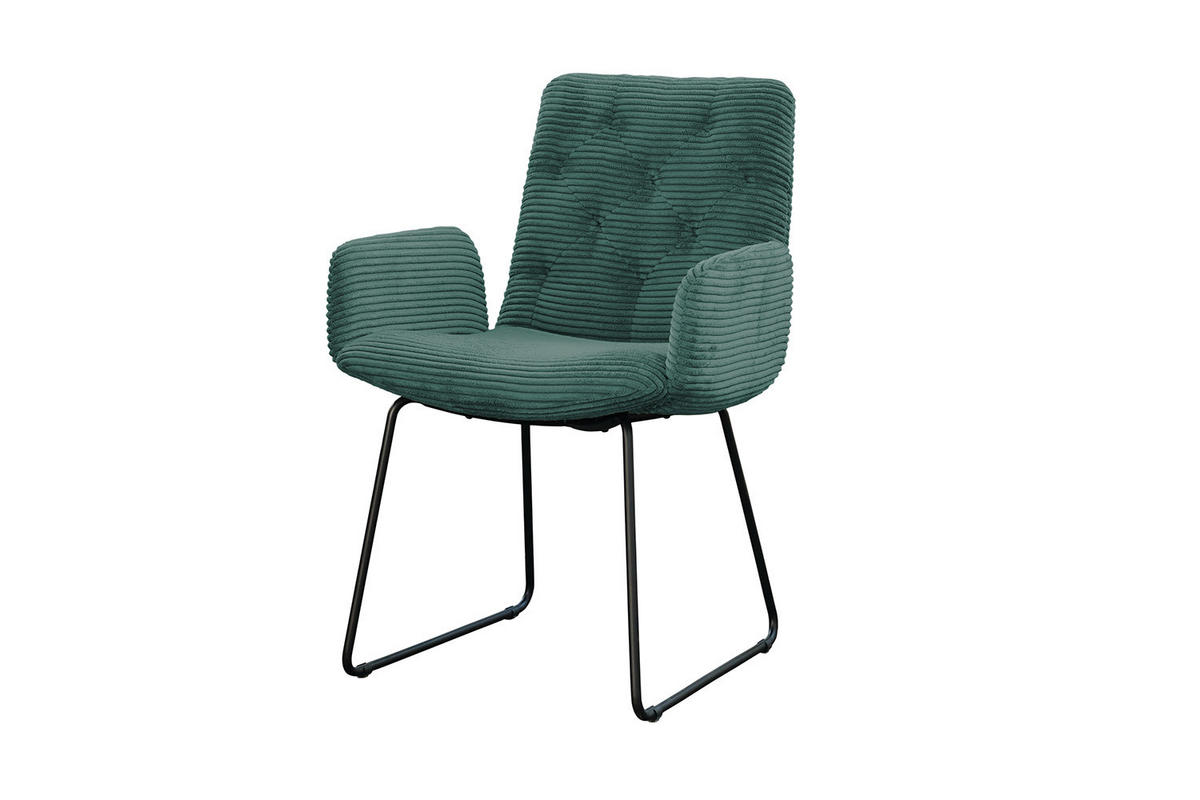 STUHL NEW CHARME Smaragdgrün Cord - Smaragdgrün, Textil (59/87/66cm) - KAWOLA