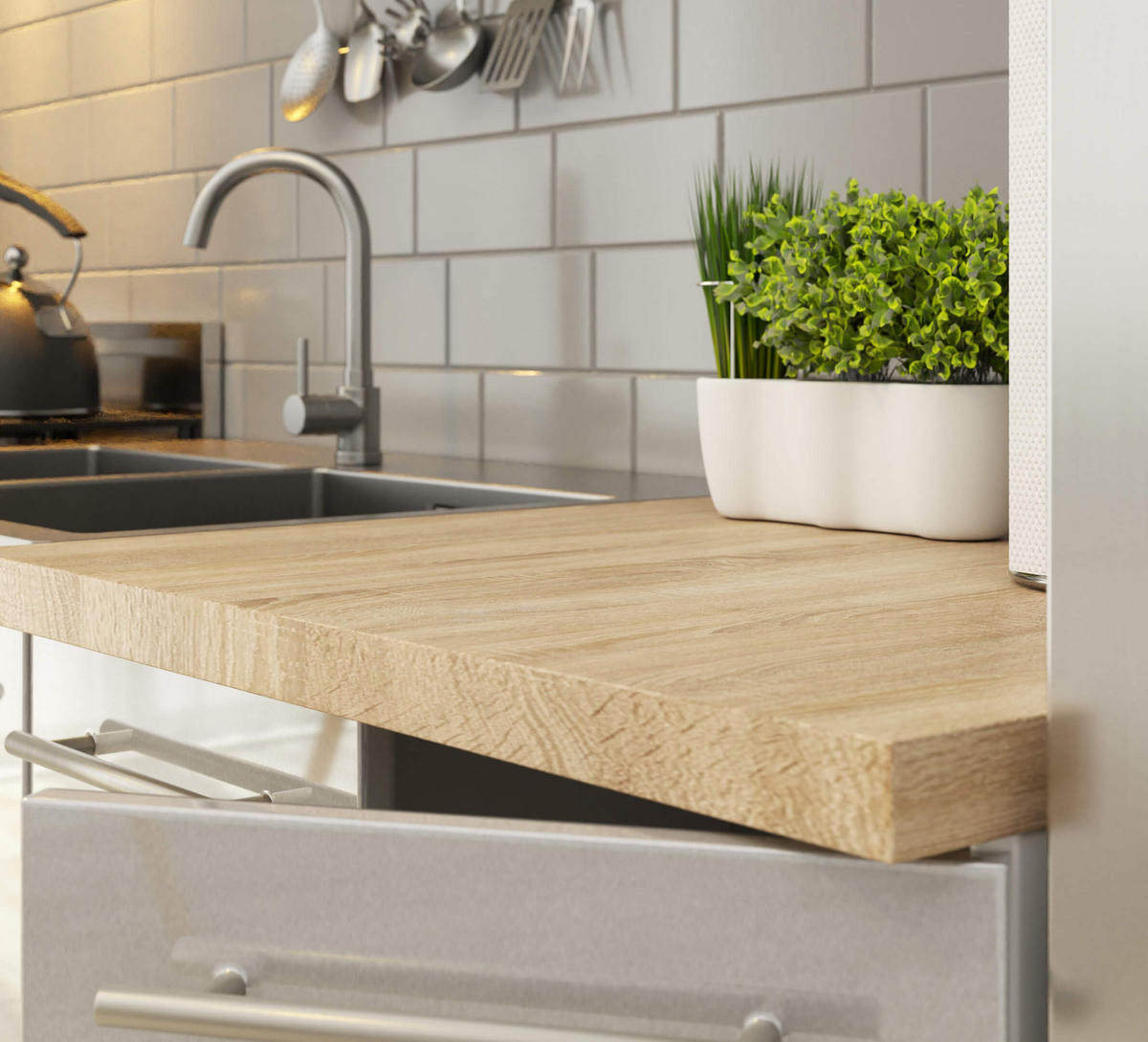 UNTERSCHRANK Weiß, Metallisch Glanz 85/90/46 - Weiß, Holzwerkstoff (90/85/46cm) - RAUMHIRSCH FURNITURE