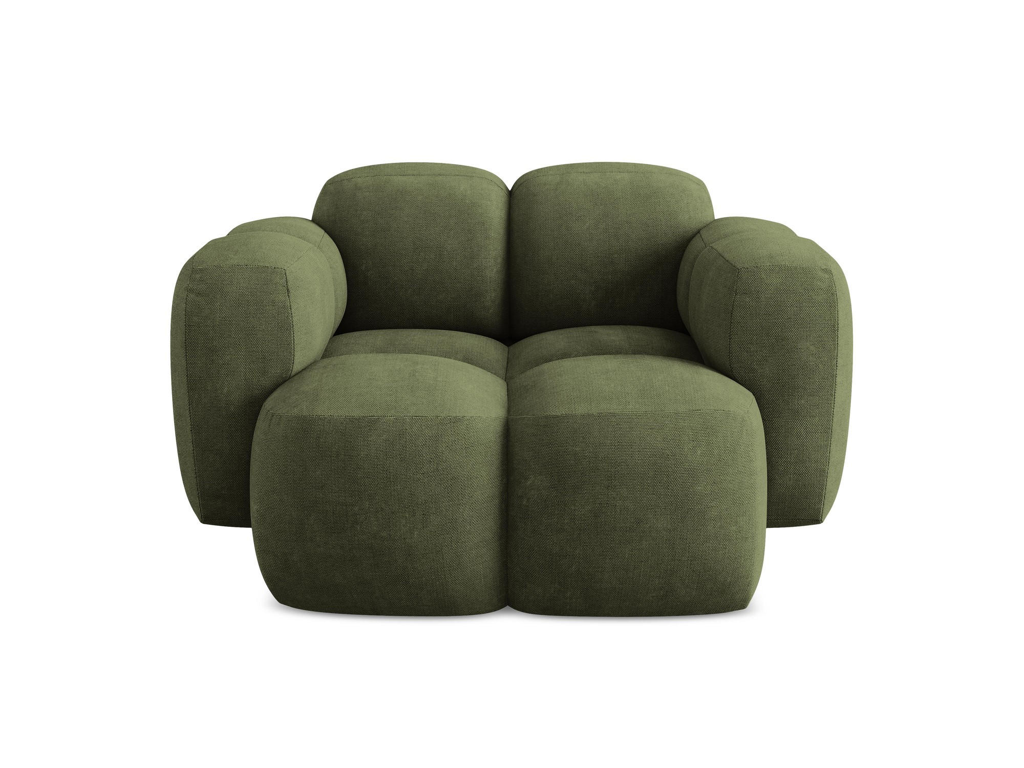 SESSEL Chenille Stoff Grün - Schwarz/Olivgrün, Holzwerkstoff/Kunststoff (120/72/115cm) - Makamii