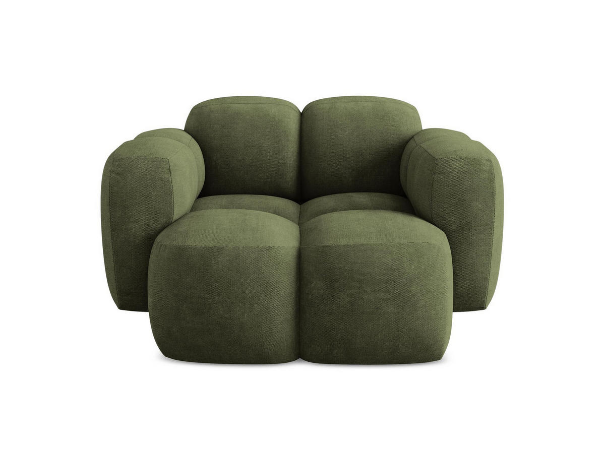 SESSEL Chenille Stoff Grün - Schwarz/Olivgrün, Holzwerkstoff/Kunststoff (120/72/115cm) - Makamii