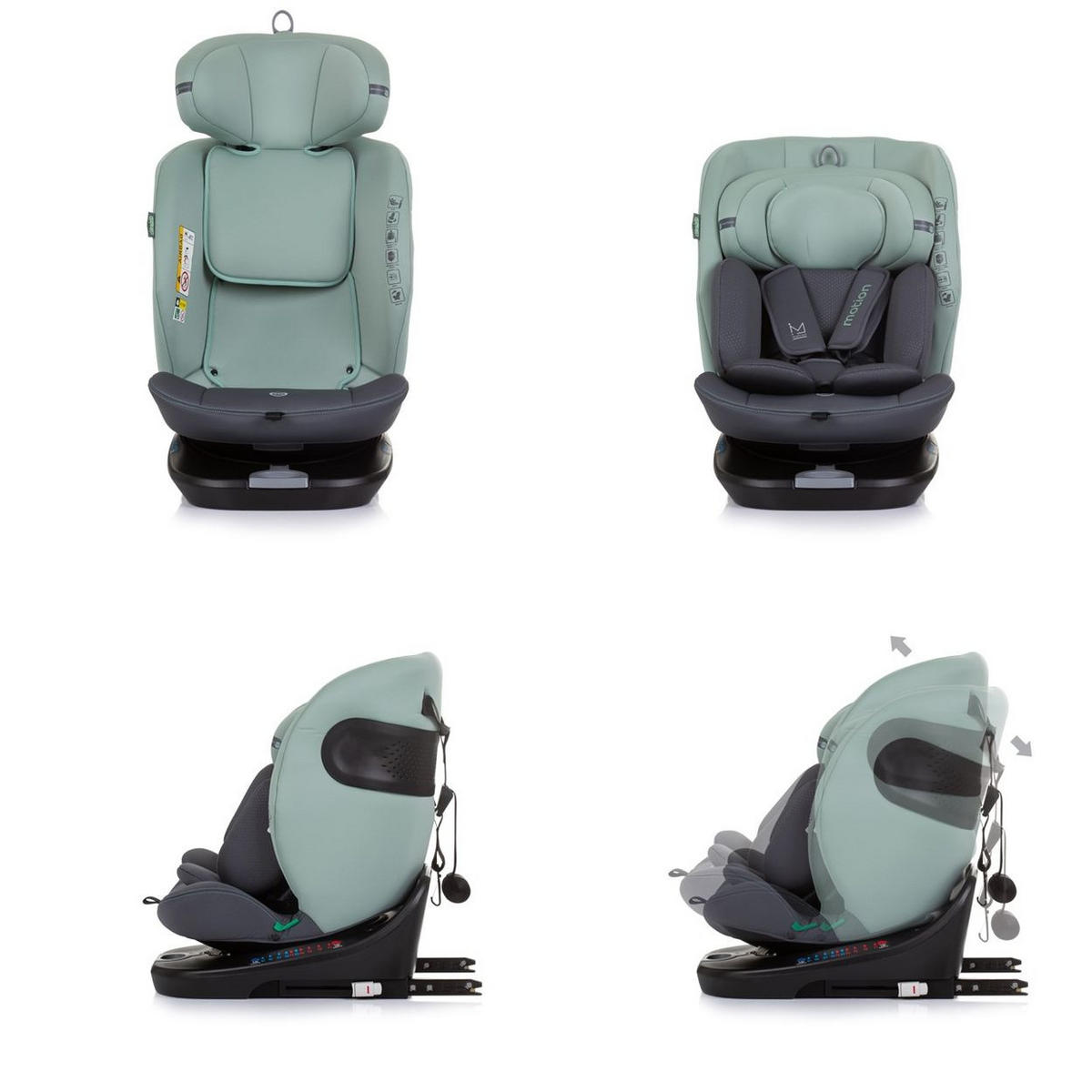 KINDERSITZ i-Size Motion grün (40 - 150 cm) Isofix 360° drehbar verstellbar - Grün, Kunststoff (44/81/55cm) - Chipolino