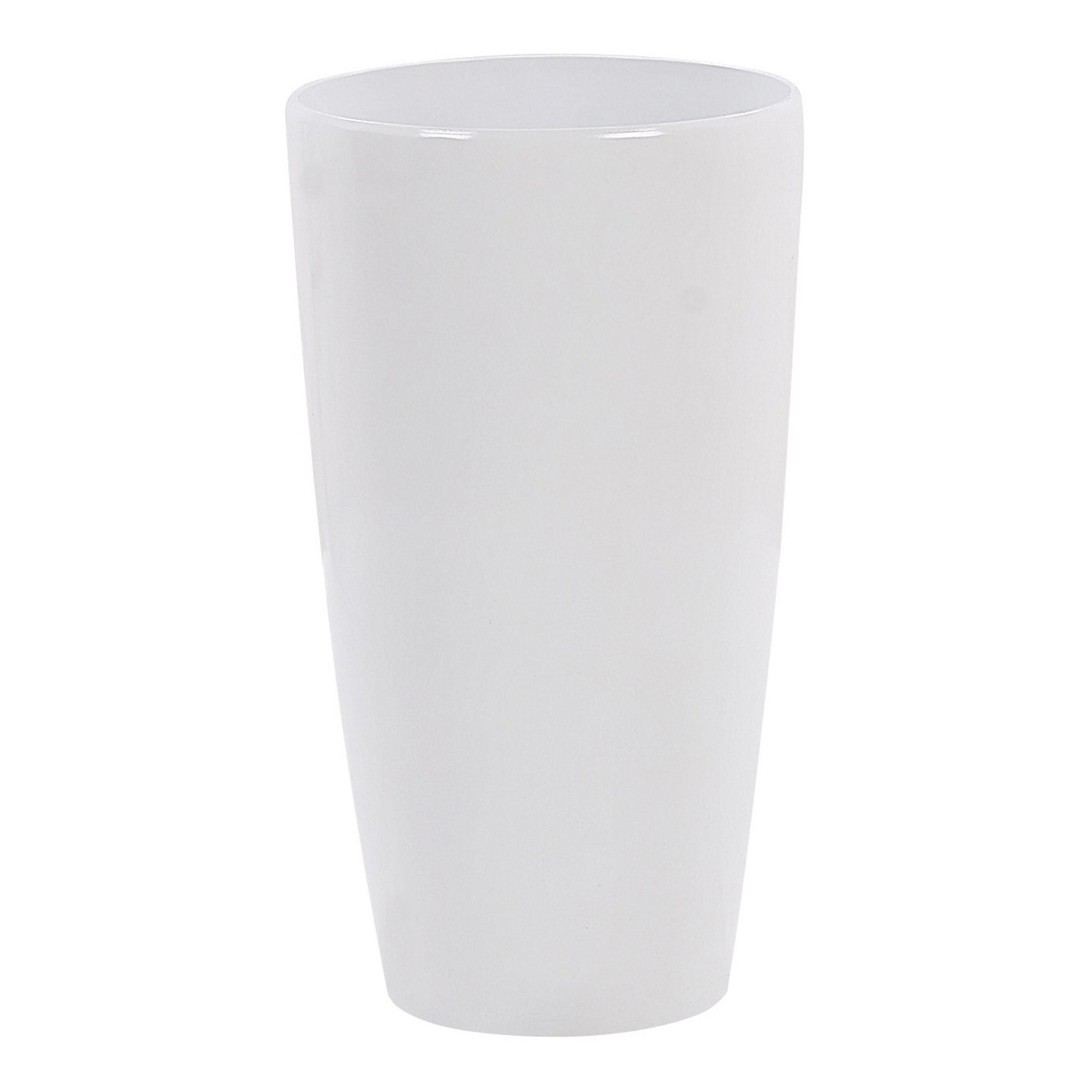 BLUMENTOPF weiß rund 32/32/58 cm Tseria - Weiß, Stein (58cm) - Beliani