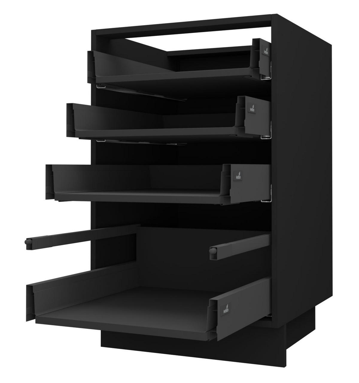 SCHUBLADENUNTERSCHRANK Brerra D4A/40 Korpus schwarz / Front RAL 6025 farngrün Matt 40 / 50 / 82 cm - Schwarz/Grün, Holz/Holzwerkstoff (40/82/50cm) - Feldmann-Wohnen