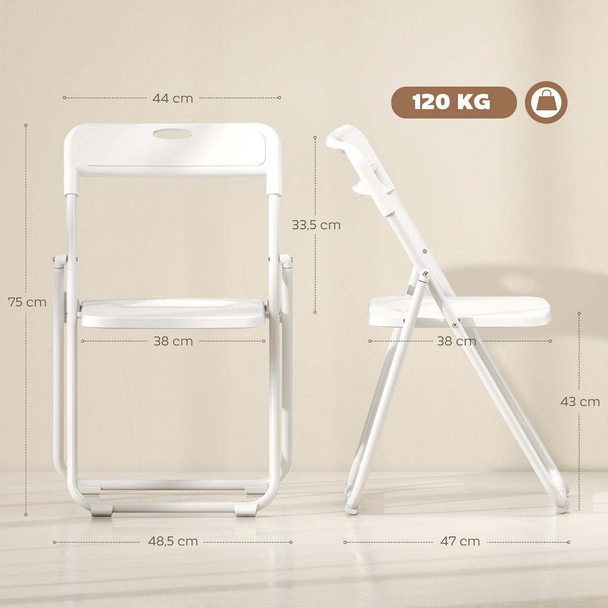 KLAPPSESSEL Weiß 6 Stück - Weiß, Kunststoff (47/75/48.5cm) - GiPP