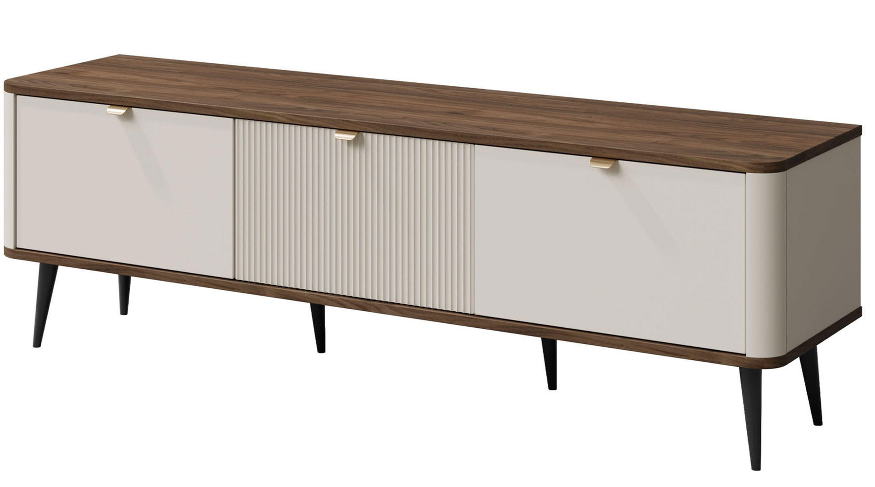LOWBOARD Marly Kaschmir / Walnuss 160 / 40 / 52cm - Kaschmir/Beige, Holz/Holzwerkstoff (160/52/40cm) - Feldmann-Wohnen