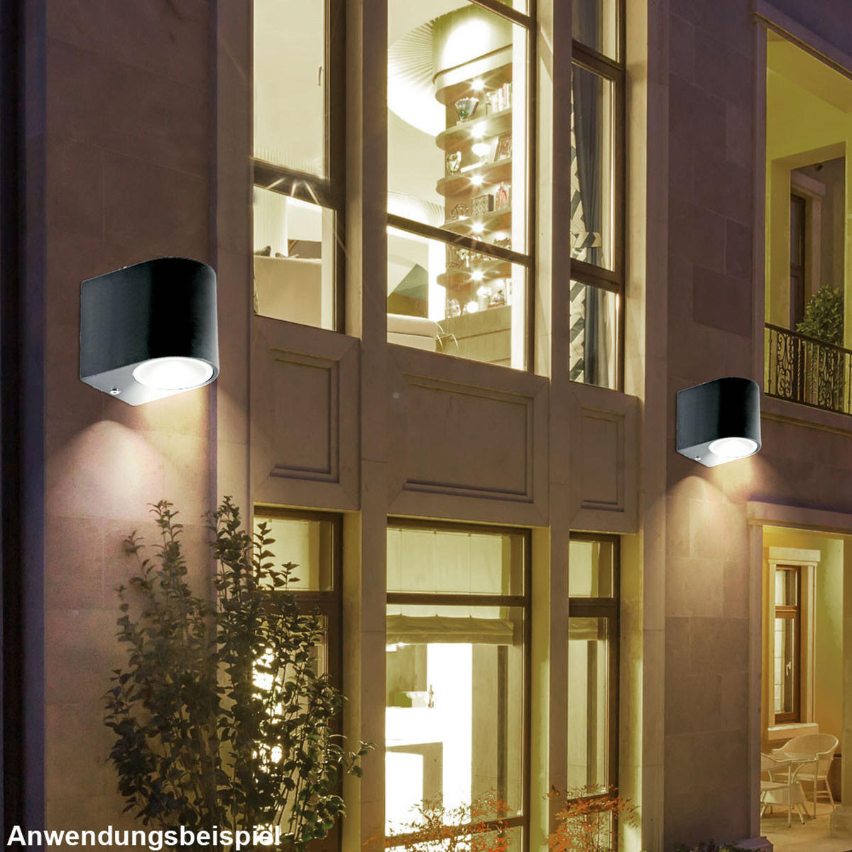 LED AUSSEN-WANDLEUCHTE Schwarz - Schwarz, Metall (6.8/8/9.2cm)
