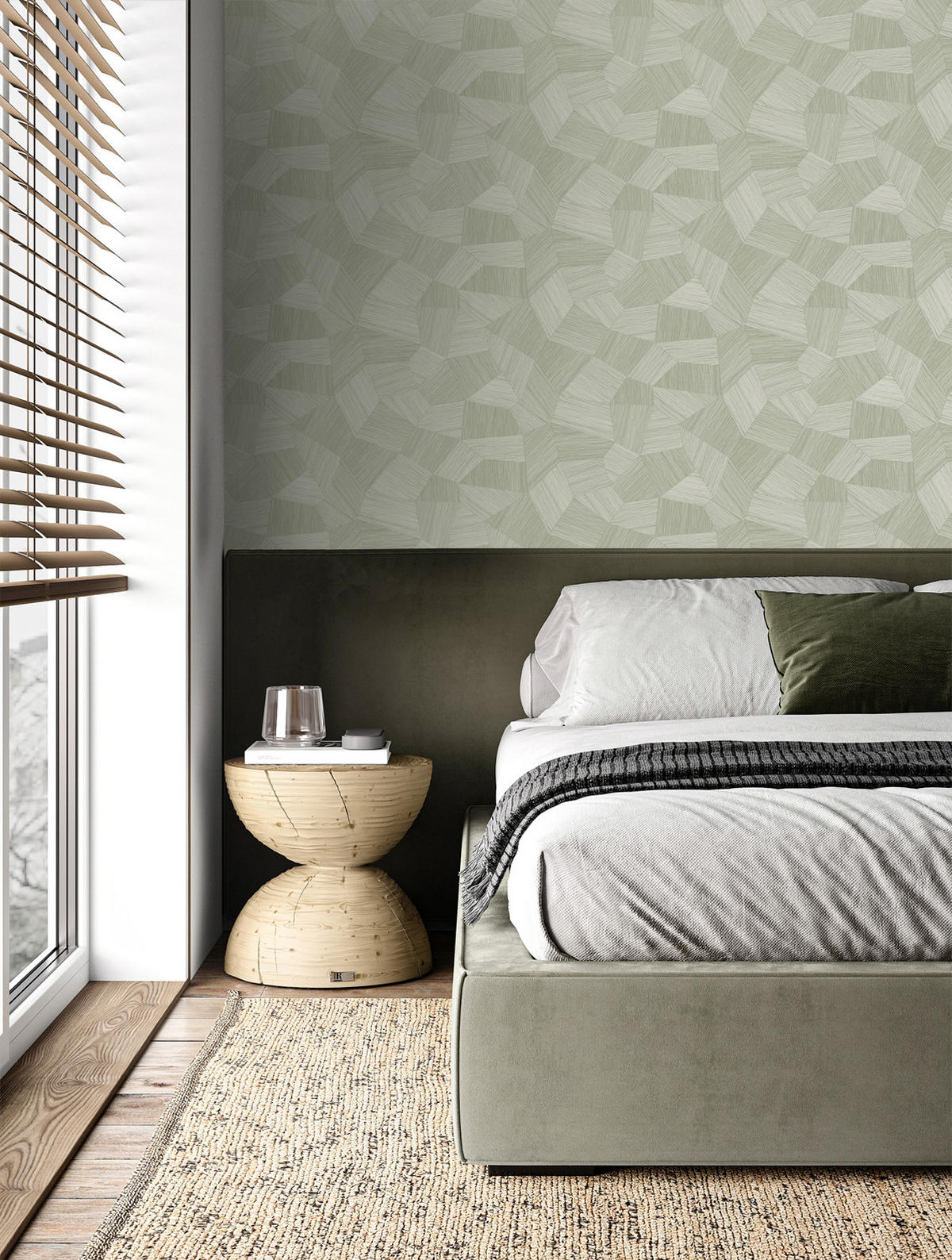 TAPETE 3D-Muster 53 cm x 10.05 m - Grün, Papier (53/1000cm) - Origin Wallcoverings