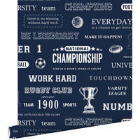 TAPETE sportliche Sprüche 53 cm x 10.05 m - Blau, Papier (53/0.1cm) - ESTAhome