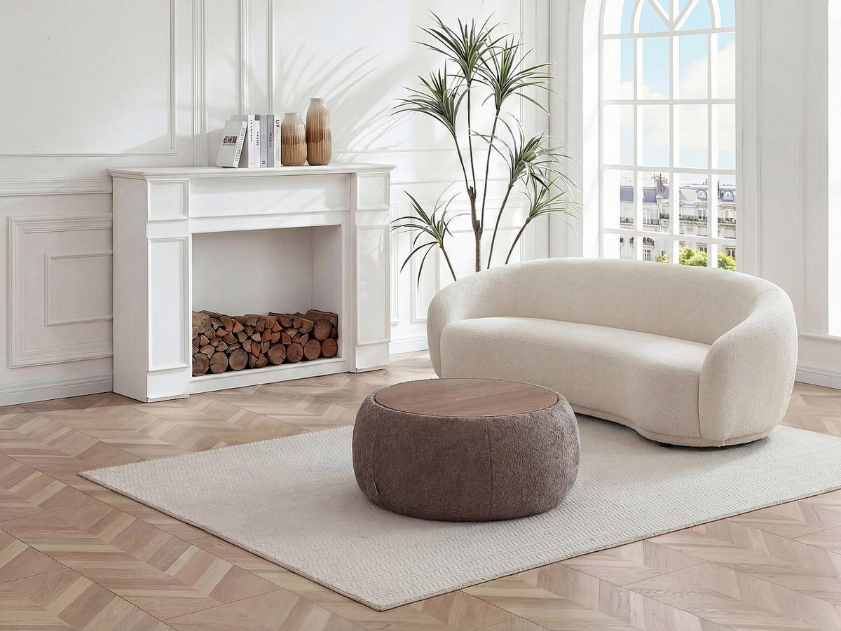 COUCHTISCH - 85 cm x 85 cm - Holz, Platte, Stoff - Taupe - SORIELI - Taupe, Holz/Holzwerkstoff (85/85/37cm) - Vente-Unique