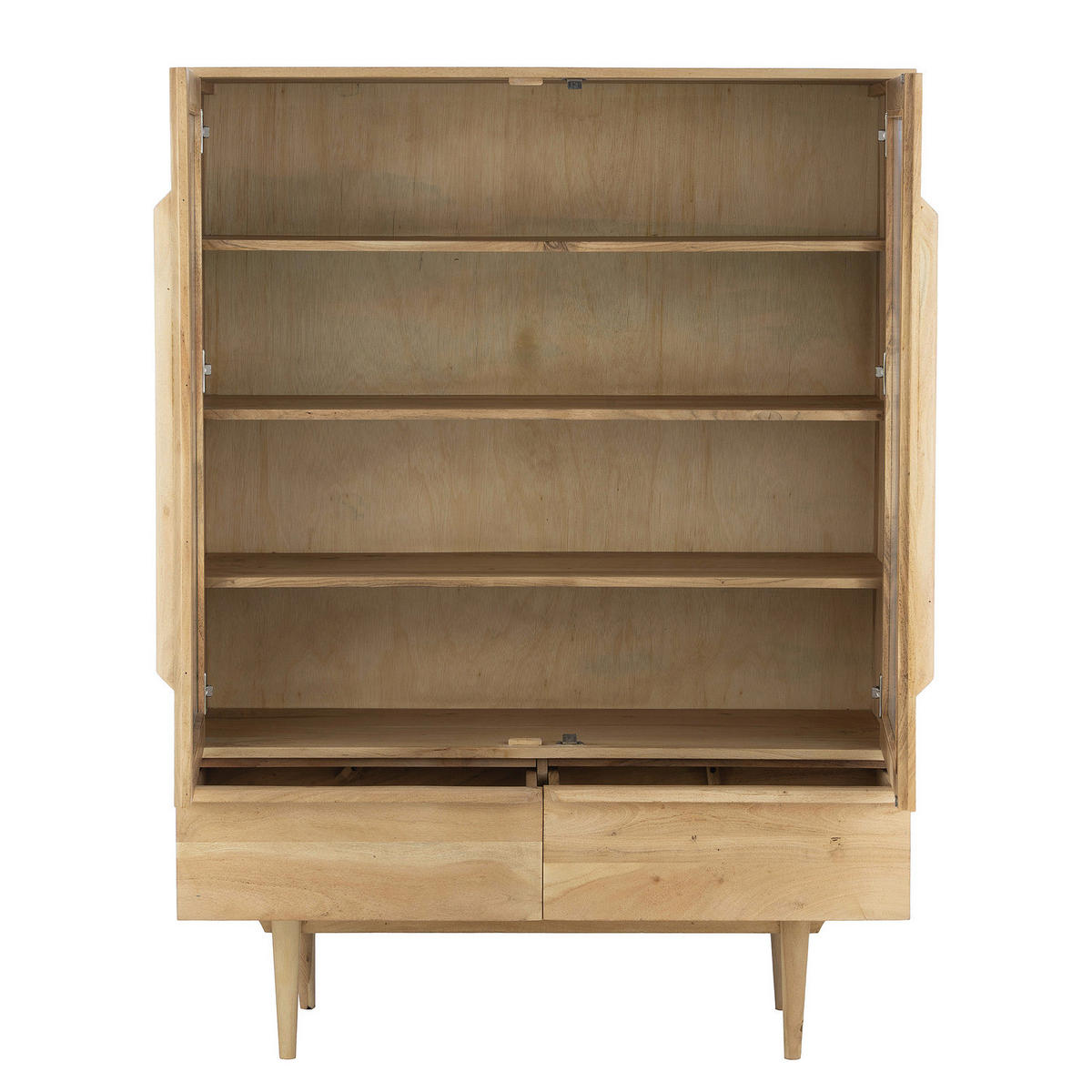MASSIVER VITRINENSCHRANK - Akazie massiv - Akaziefarben, Glas/Holz (110/150/40cm) - home24