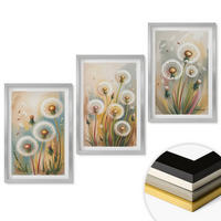 WANDBILDER 3er Set - 40x60 cm Silberner Rahmen - Löwenzahnblüten, pastellfarbene Gräser - Silberfarben, Kunststoff (40/60cm) - ArtPrintCave