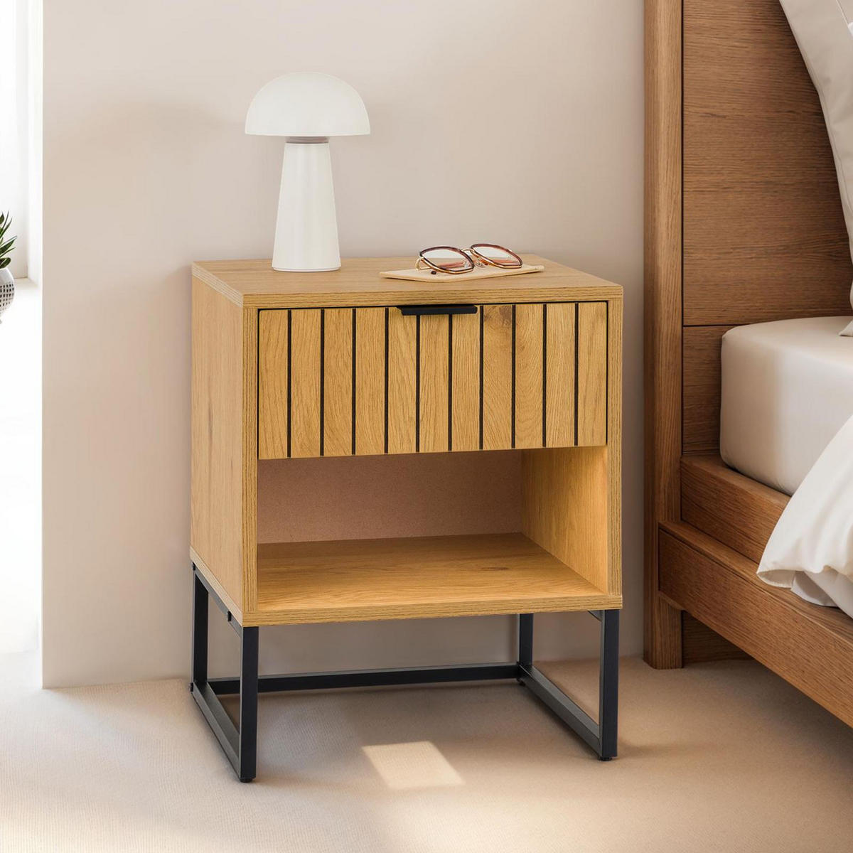 NACHTTISCH MESTO - Schwarz, Holzwerkstoff (40/50/40cm) - IDIMEX