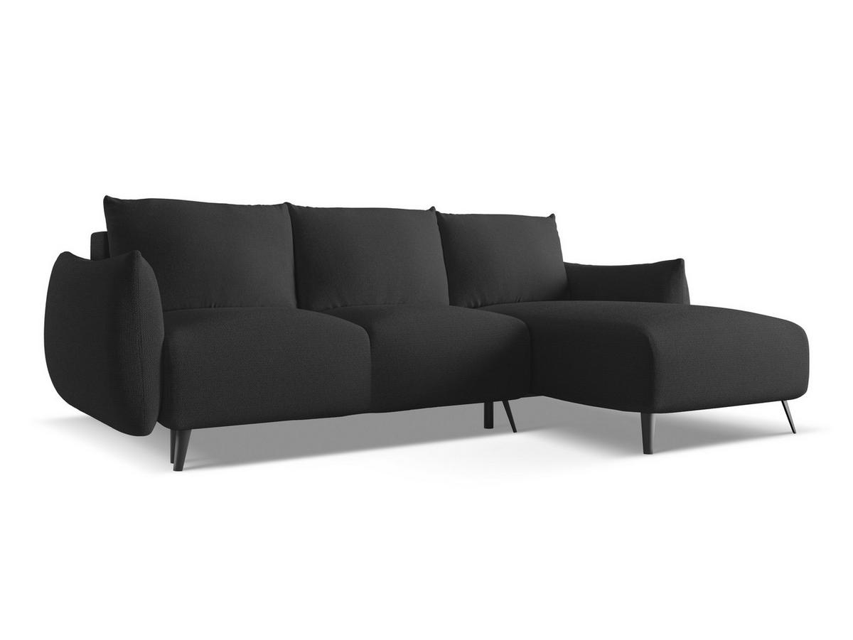 ECKSOFA mit Schlaffunktion Chenille Stoff Schwarz - Anthrazit/Schwarz, Textil/Metall (242/162cm) - Makamii