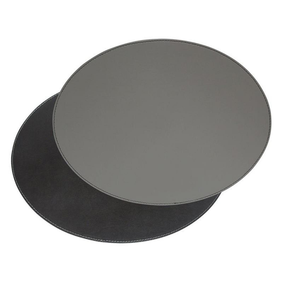 PLATZSET oval 45 x 34cm grau / schwarz - Multicolor, Textil (45/34/0.5cm) - Freeform