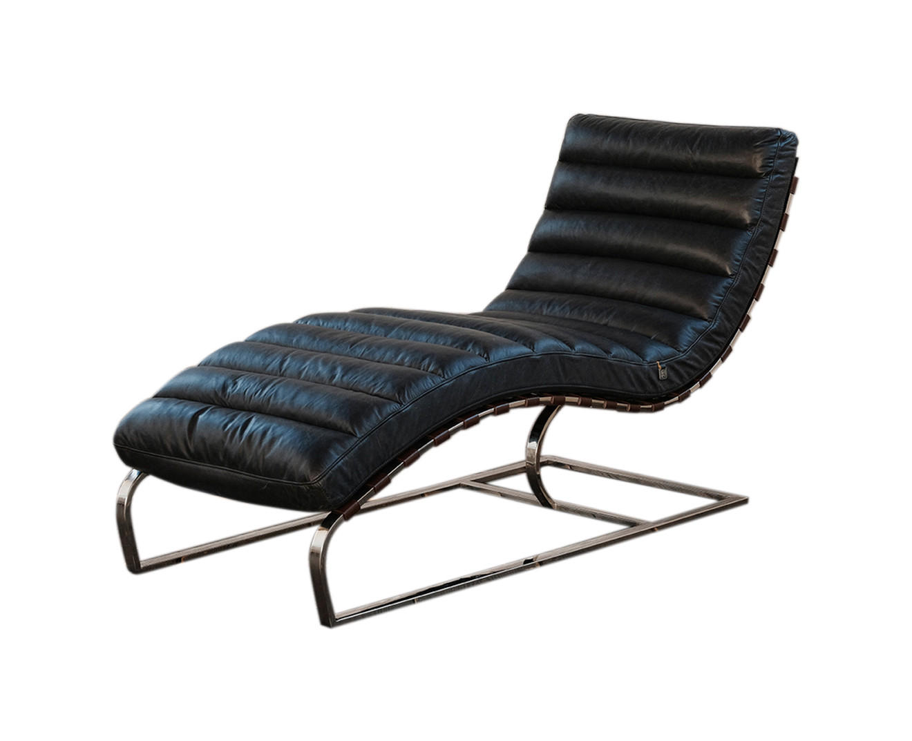 RELAXLIEGE SIRY Schwarz Leder - Silberfarben/Schwarz, Leder/Metall (61/88/150cm) - KAWOLA