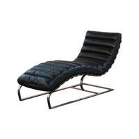 RELAXLIEGE SIRY Schwarz Leder - Silberfarben/Schwarz, Leder/Metall (61/88/150cm) - KAWOLA