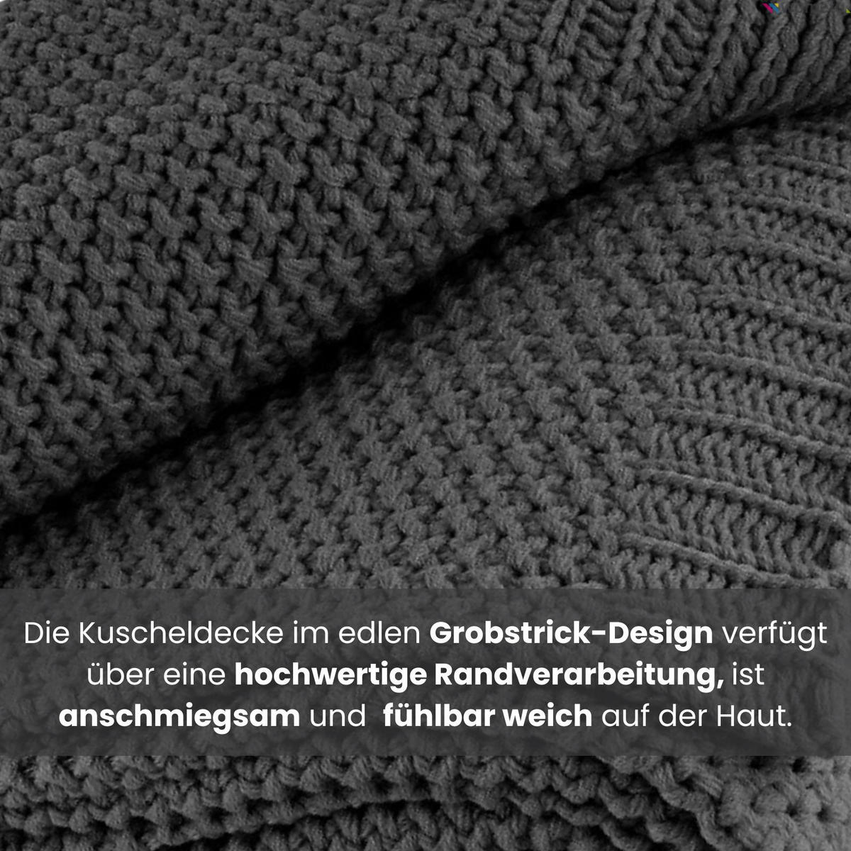 STRICKDECKE dunkelgrau 140/190 cm - Dunkelgrau, Textil (140/190cm) - wometo