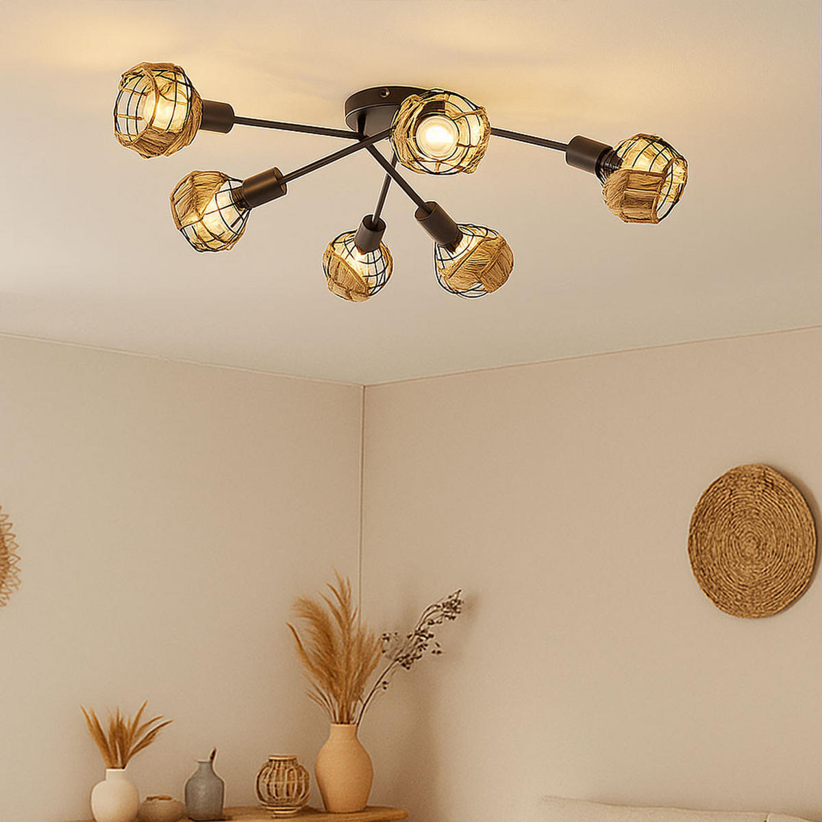 LED DECKENLEUCHTE Metall Schwarz braun - Schwarz, Metall (67/67/20cm) - Nowa