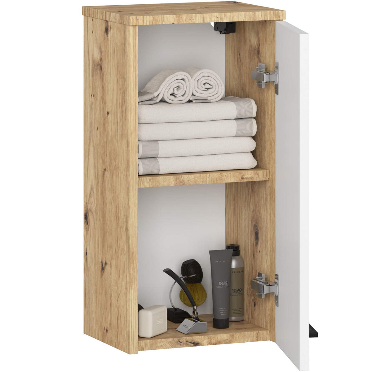 BADEZIMMERSCHRANK FIN Artisan Eiche/Weiß 30x60x22,5 cm - Weiß/Eiche Artisan, Holzwerkstoff/Kunststoff (30/60/22.5cm) - Akord
