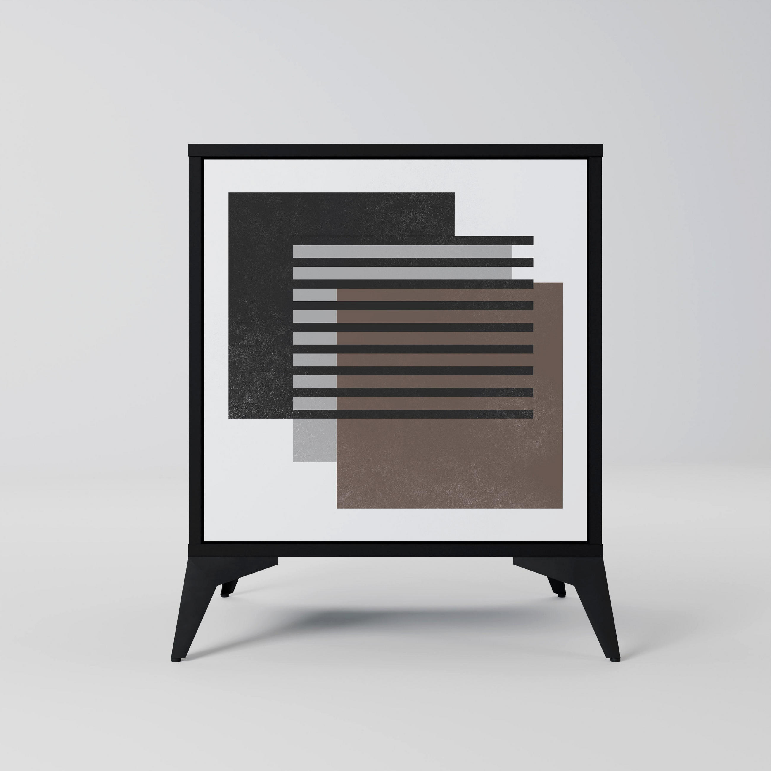SIDEBOARD SHADOW SYNCHRONY, Schwarz, 57,5x42x70,5 cm, Schwarze Metall-Sternfüße - Multicolor/Schwarz, Holzwerkstoff/Metall (57.5/70.5/42cm) - SpaceRebels
