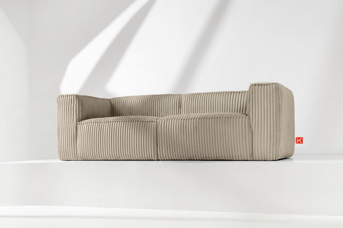 3-SITZER-SOFA FEROX Modern, Cord-Stoff, beige - Beige, Textil (246/73/96cm) - KONSIMO®