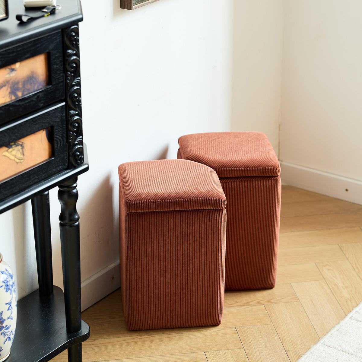 POUF Kord Terrakotta - Rot, Textil (60/38/35cm) - Nordlys