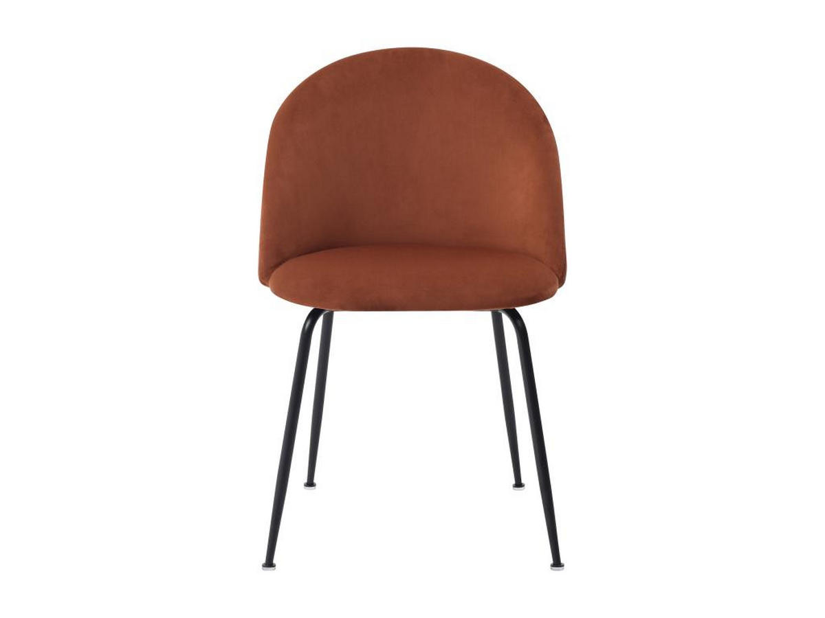 STUHL 2er-Set - Samt & schwarzer Edelstahl - Terracotta - MELBOURNE - Braun, Textil (55/77/50cm) - Vente-Unique