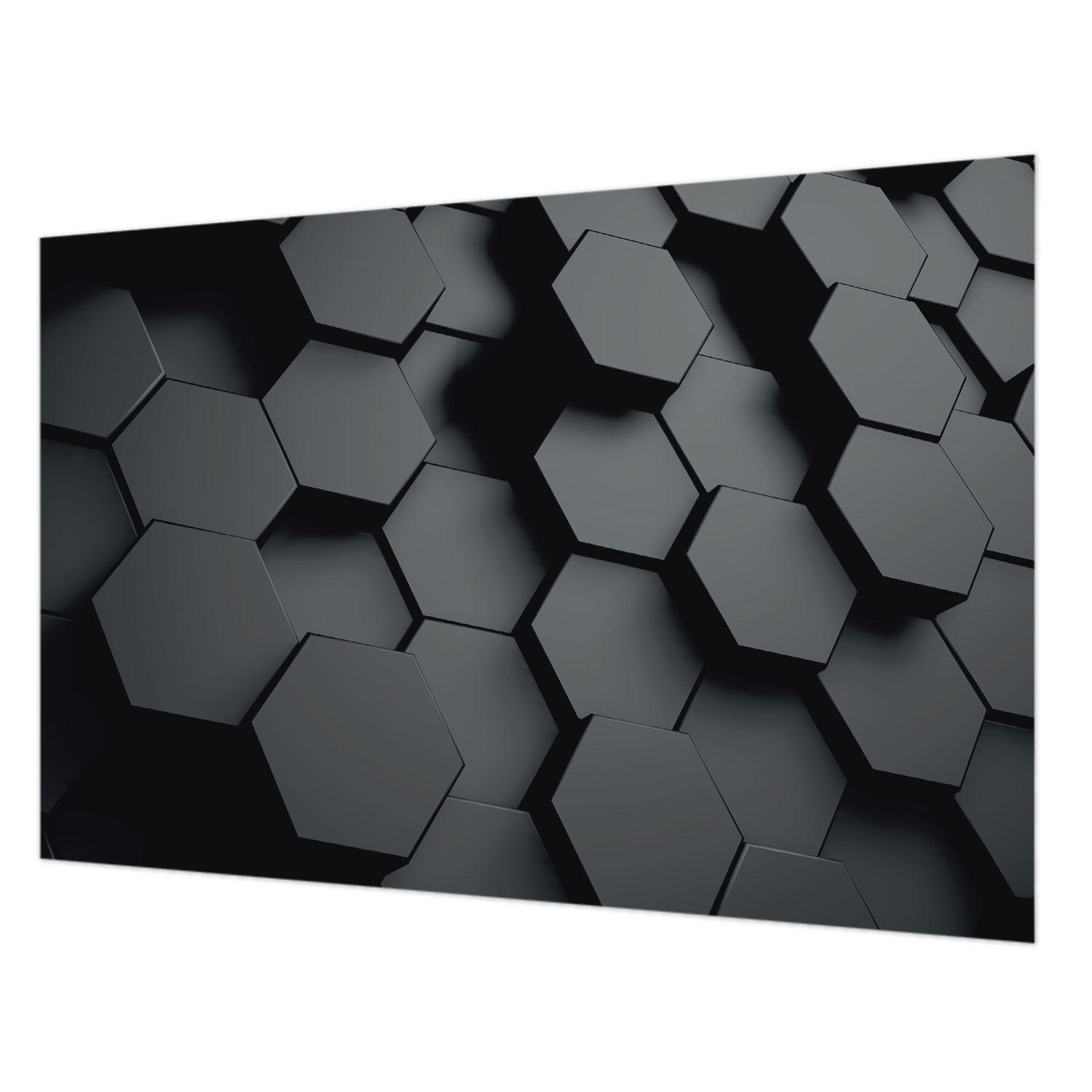 FOTOTAPETE 104x70 cm - 3D-Sechsecke - Schwarz, Textil (104/70cm) - Wallfluent