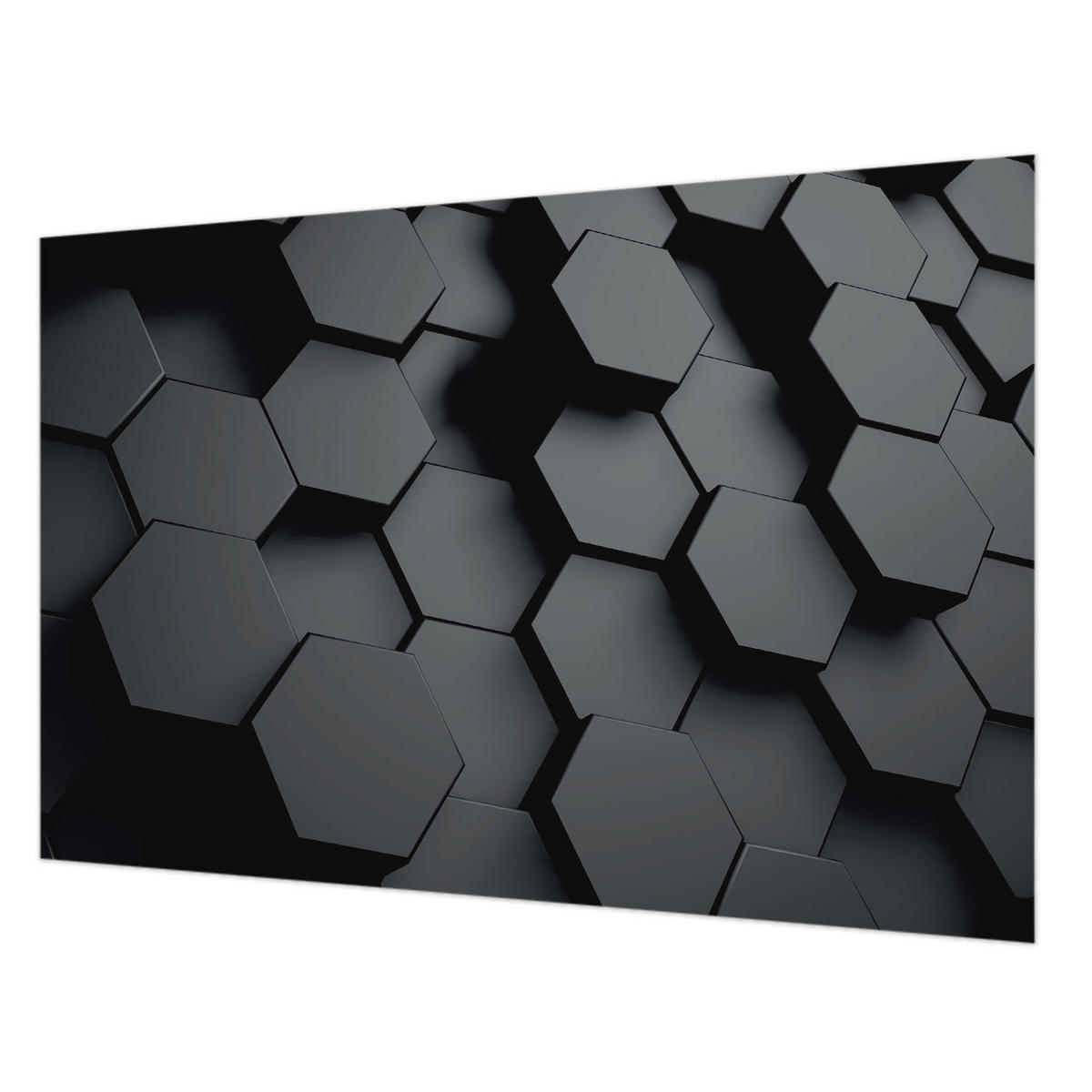 FOTOTAPETE 104x70 cm - 3D-Sechsecke - Schwarz, Textil (104/70cm) - Wallfluent