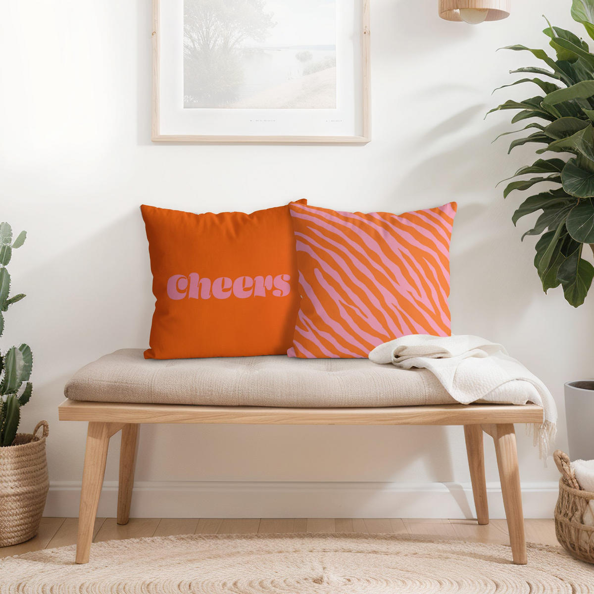 DEKOKISSEN 2er-Set Retro Duo VI 50/50 cm - Orange, Textil (50/50cm) - Bilderwelten