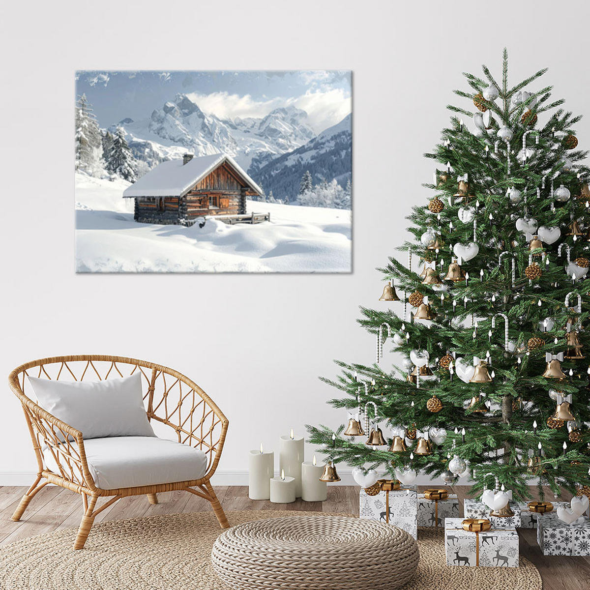 LEINWANDBILD Weihnachten 90x60cm - Weiß, Textil (90/60cm) - Feeby