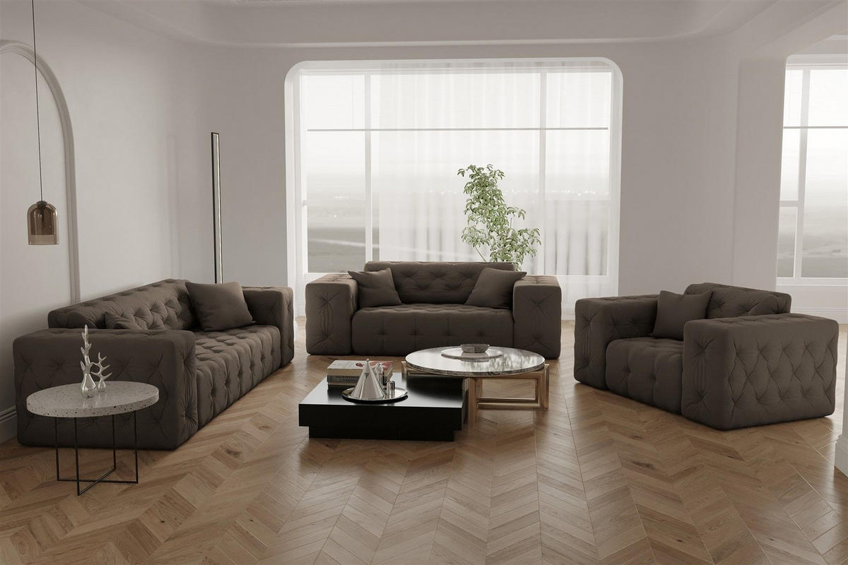 SOFA 3-sitzer Chantal - Braun, Holzwerkstoff/Textil (251/78/96cm) - Fun Möbel