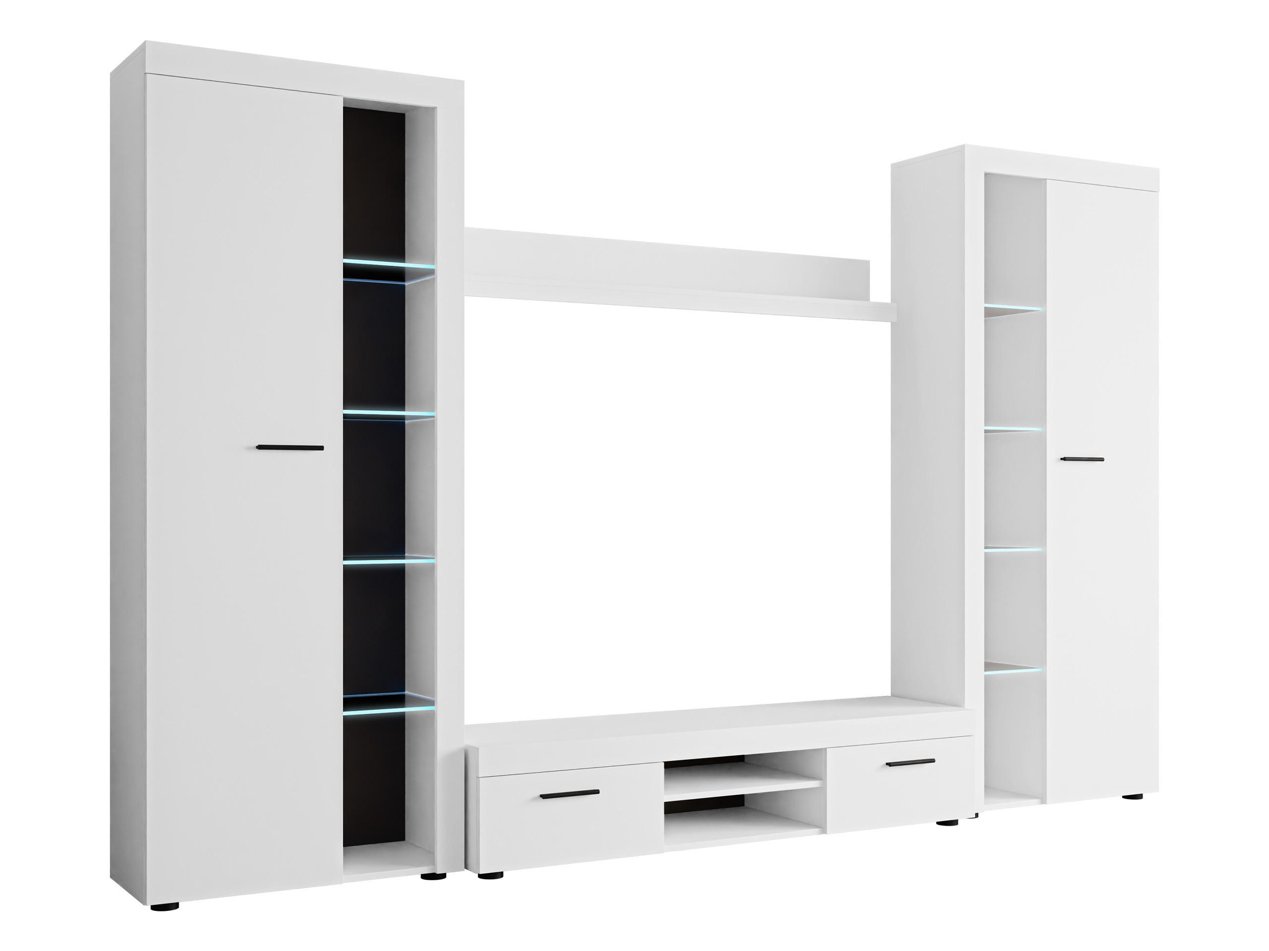 WOHNWAND Rumba XL mit LED Beleuchtung - Weiß, Holzwerkstoff (300/190/40cm) - MIRJAN24