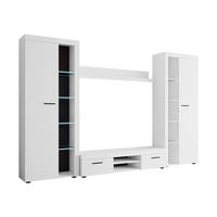WOHNWAND Rumba XL mit LED Beleuchtung - Weiß, Holzwerkstoff (300/190/40cm) - MIRJAN24