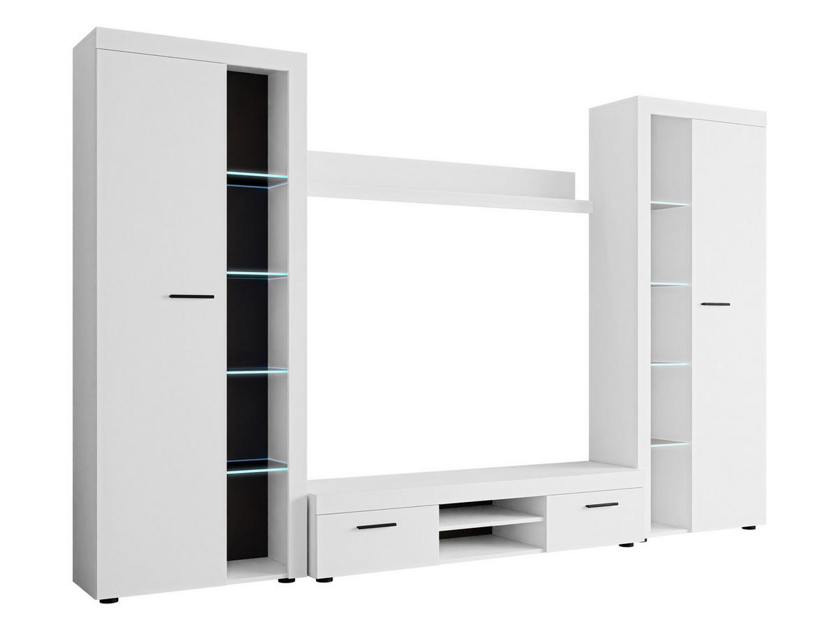 WOHNWAND Rumba XL mit LED Beleuchtung - Weiß, Holzwerkstoff (300/190/40cm) - MIRJAN24
