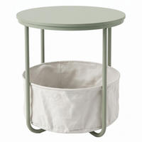BEISTELLTISCH mit Korb rund Grün 45/45/50 cm - Grün, Metall (45/45/50cm) - SCENA LIVING