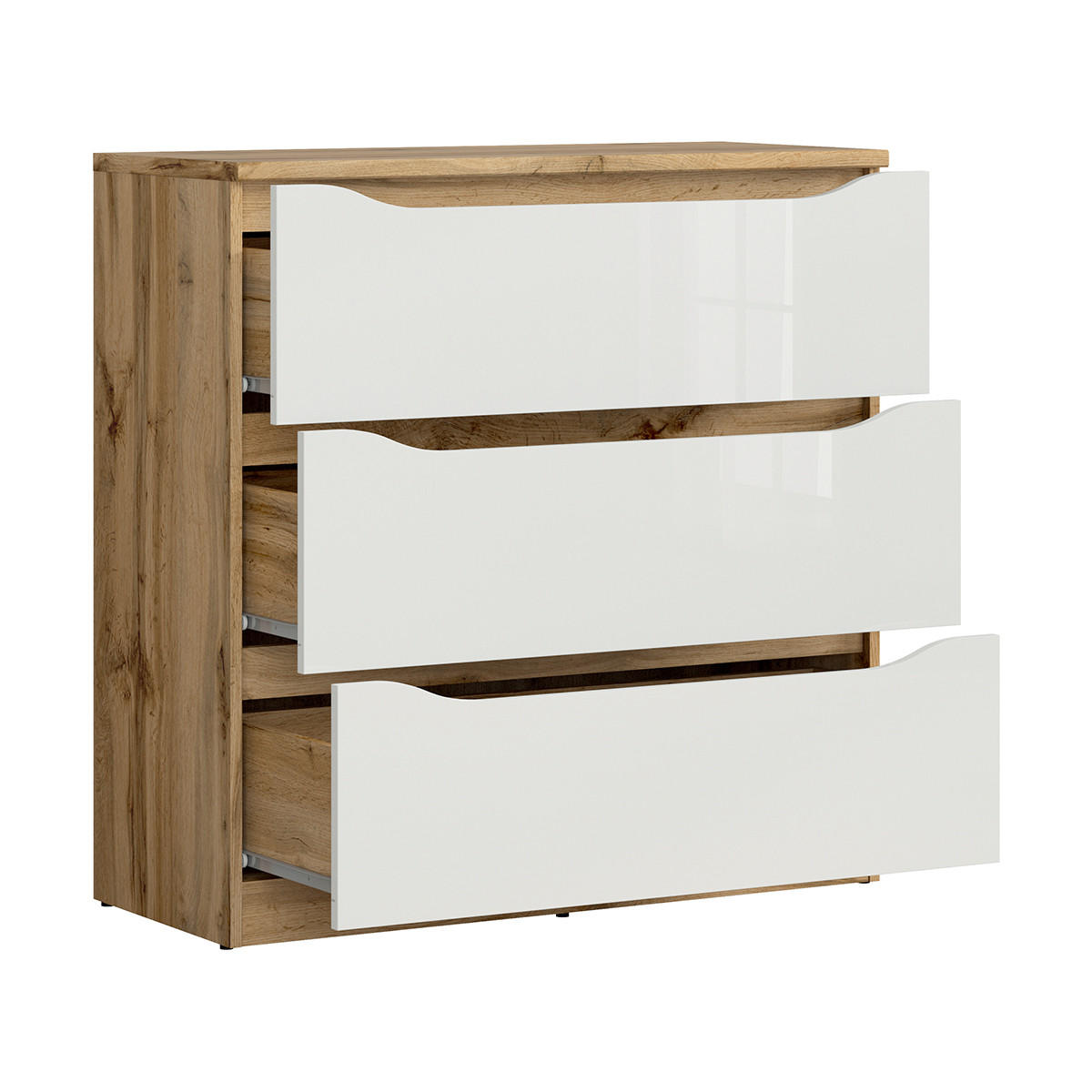 KOMMODE June Weiß und Holz - Weiß, Holzwerkstoff (90/92/40cm) - Petits-meubles