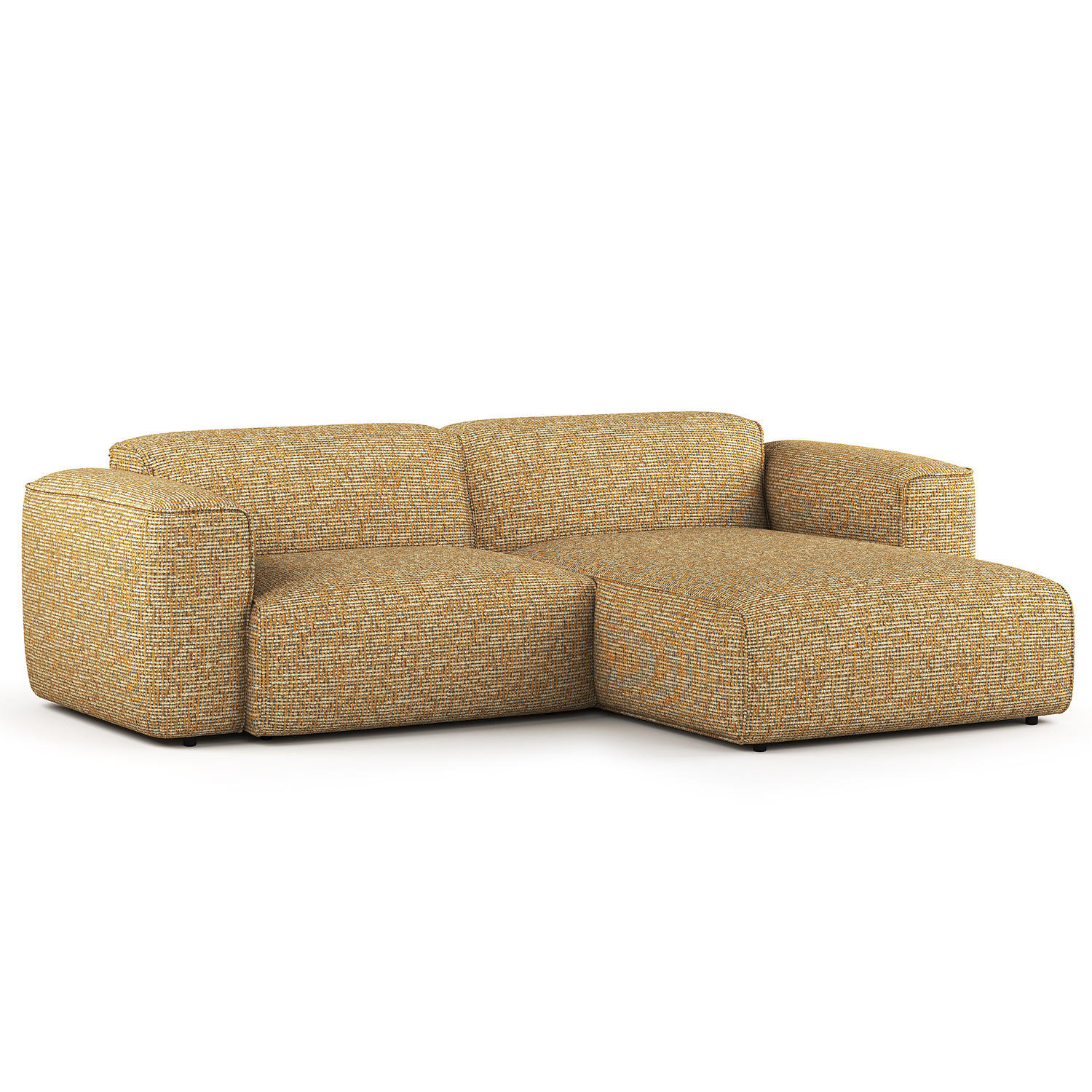 1,5-SITZER ECKSOFA mit Longchair - Schwarz/Honig, Kunststoff/Textil (260/173cm) - home24