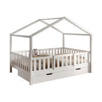 HAUSBETT Kapua 140x200 Bettschublade Rausfallschutz Kiefer massiv weiß - Weiß, Holz (140/200cm) - 58aufmkessel