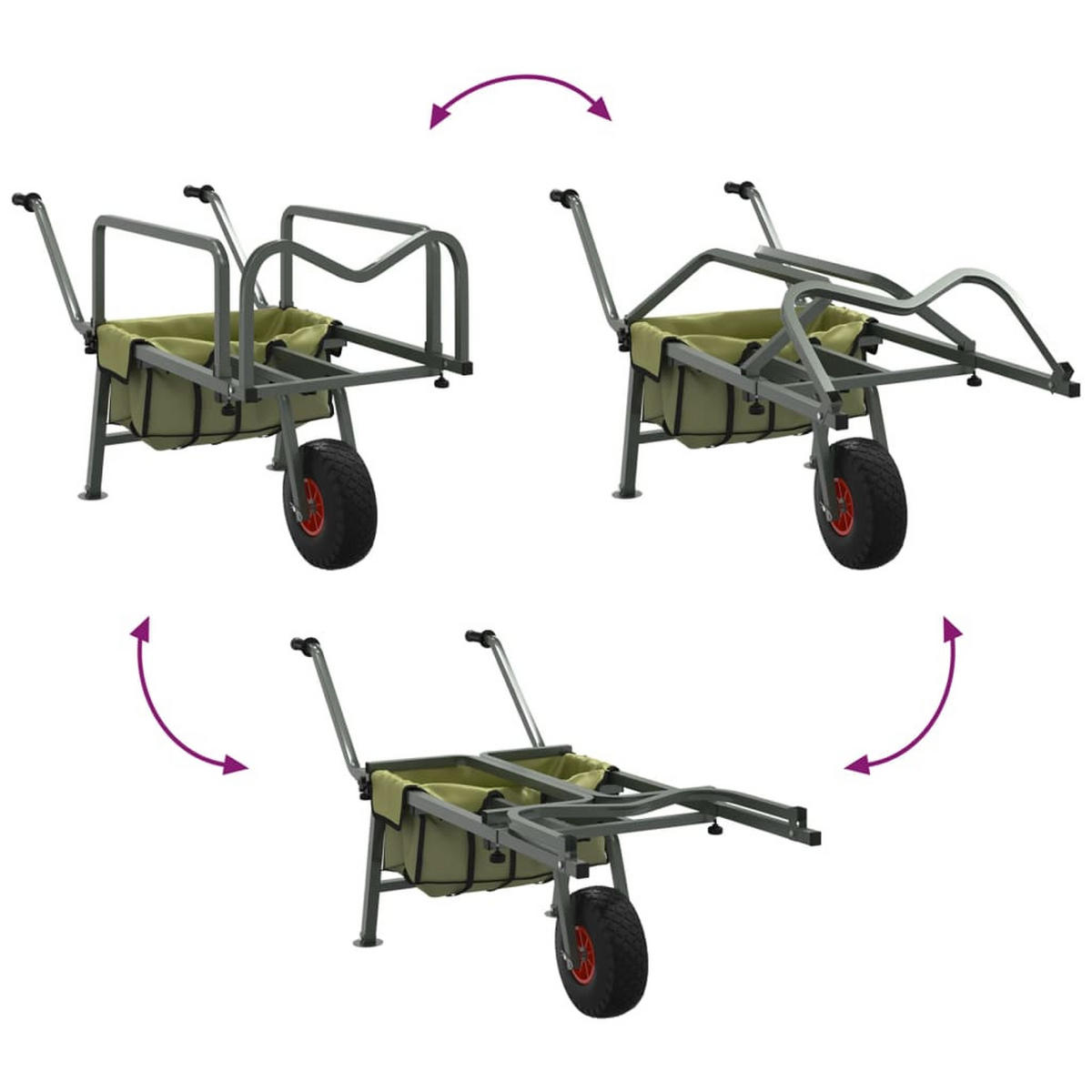 ANGELWAGEN Grün Mit Rad Pulverbeschichteter Stahl - Grün, Metall (55/72/145cm) - vidaXL