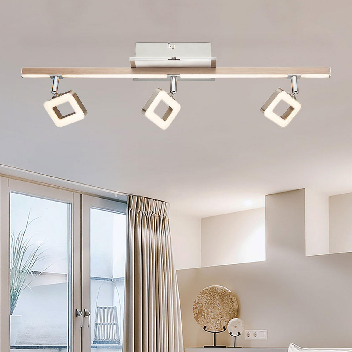 LED DECKENLEUCHTE Chrom Silber matt - Silberfarben, Metall (61.5/9/16cm) - Globo Lighting