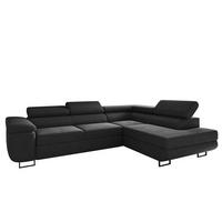 ECKSOFA ATOMIC Mit Schlaffunktion, Stoff Poso, Schwarz, Rechts - Schwarz, Holz (277/203cm) - Kaiser Möbel