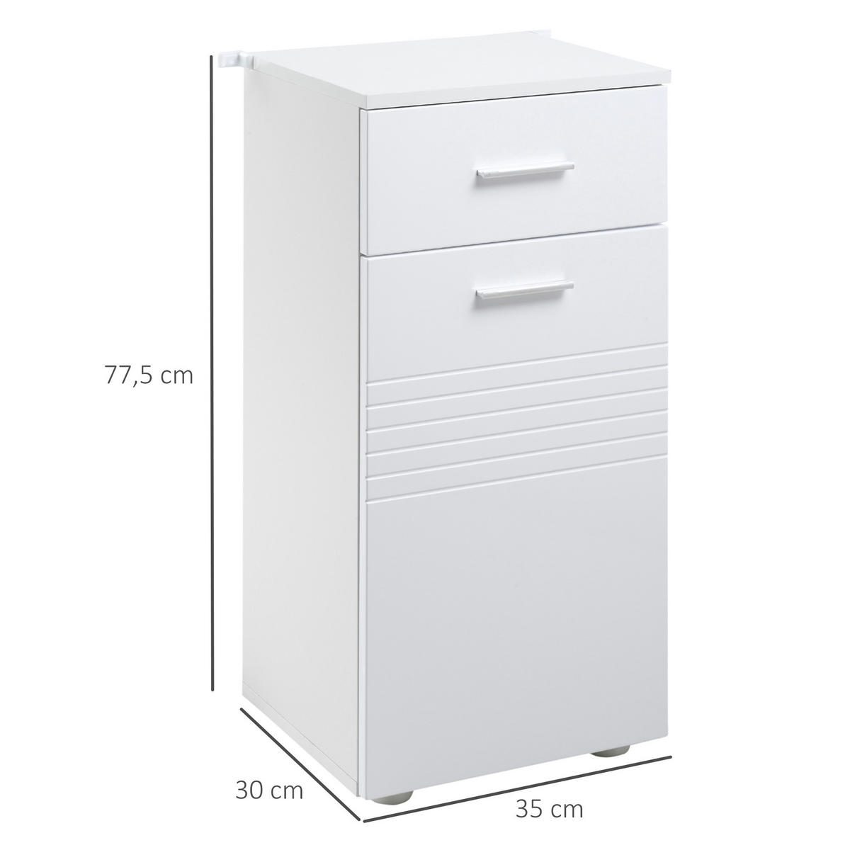 MIDISCHRANK DE-17361 mit Tür, Schublade & verstellbarem Regal Weiß - Weiß, Holzwerkstoff (30/77.5/35cm) - ComfortXL