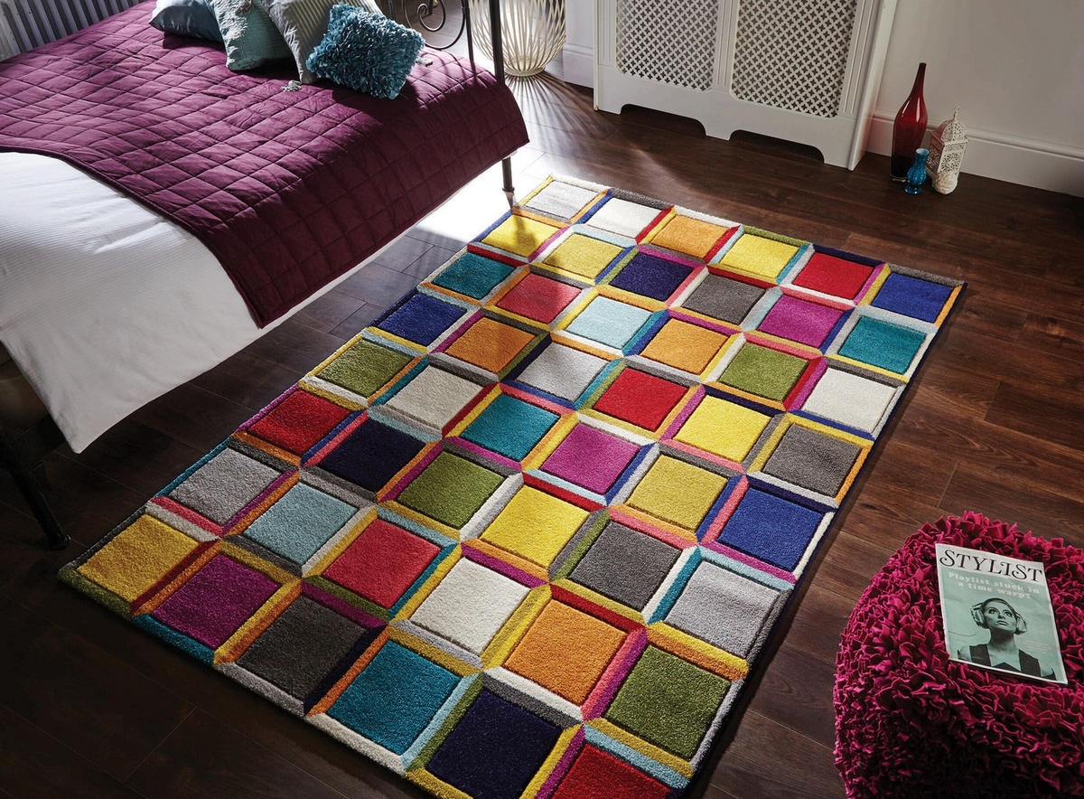 TEPPICH Geo-Muster Bunt mit Jute-Rücken MEON JOE, Multi 160x230 cm - Multicolor, Textil (160/230cm) - KADIMA DESIGN