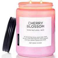 DUFTKERZE Kirschblüte 550g, 110 Stunden Brenndauer, Natürliches Wachs - Rosa, Paraffin (13cm)