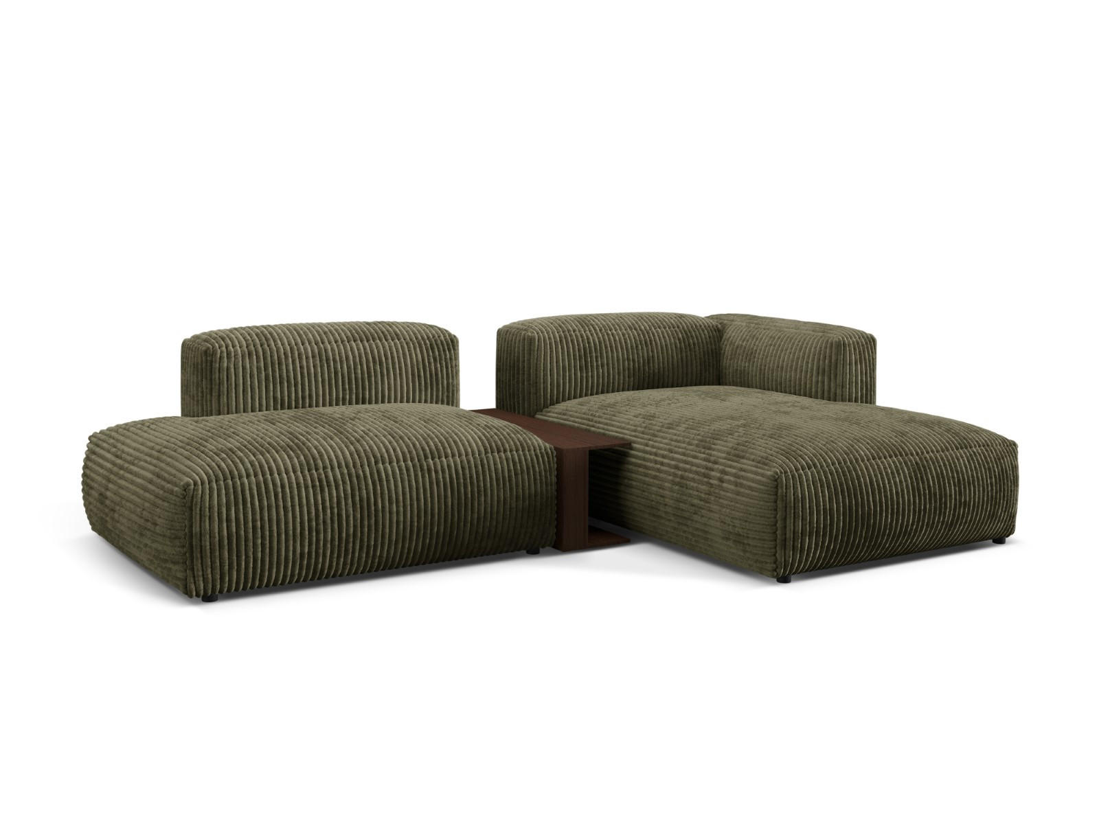 ECKSOFA modular rechts Martina aus Cord moosgrün 2 Sitzplätze - Salbeigrün, Textil (176/285cm) - Micadoni