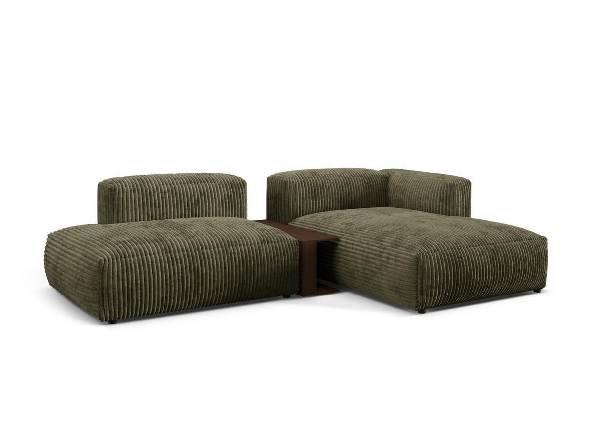 ECKSOFA modular rechts Martina aus Cord moosgrün 2 Sitzplätze - Salbeigrün, Textil (176/285cm) - Micadoni